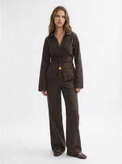 Gina Tricot / Linen shirt / Dark brown (7180)