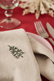 Ib Laursen / Stoffserviette Tradition m/Tannenbaum leinenfarbig