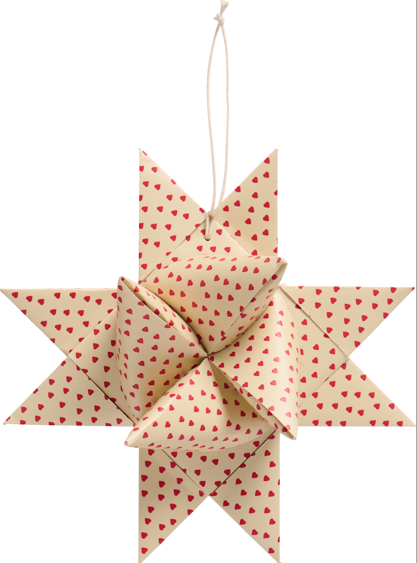 Ib Laursen / Geflochtener Stern zum hängen groß m/roten Herzen