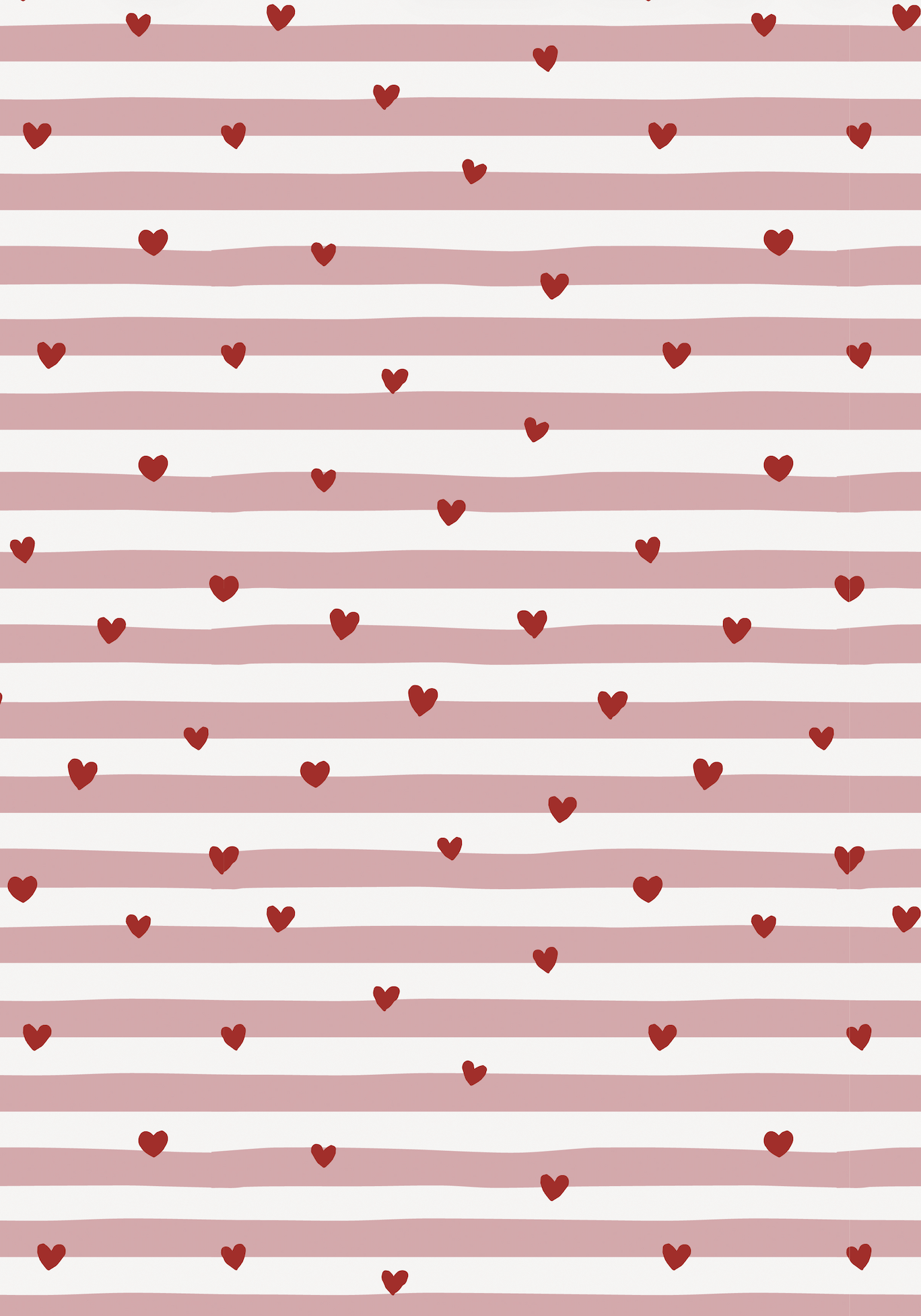 Ib Laursen / Papierrolle rote Herzen, rosa Streifen 5 m/Rolle