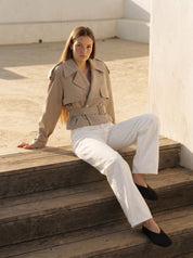 Gina Tricot / Short belted trench coat / Sand beige (7530)