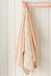 Ib Laursen / Geschirrtuch Leonard natur m/rustikbraunem Karomuster / B: 50 L: 70