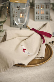 Ib Laursen / Stoffserviette Tradition m/Gans leinenfarbig