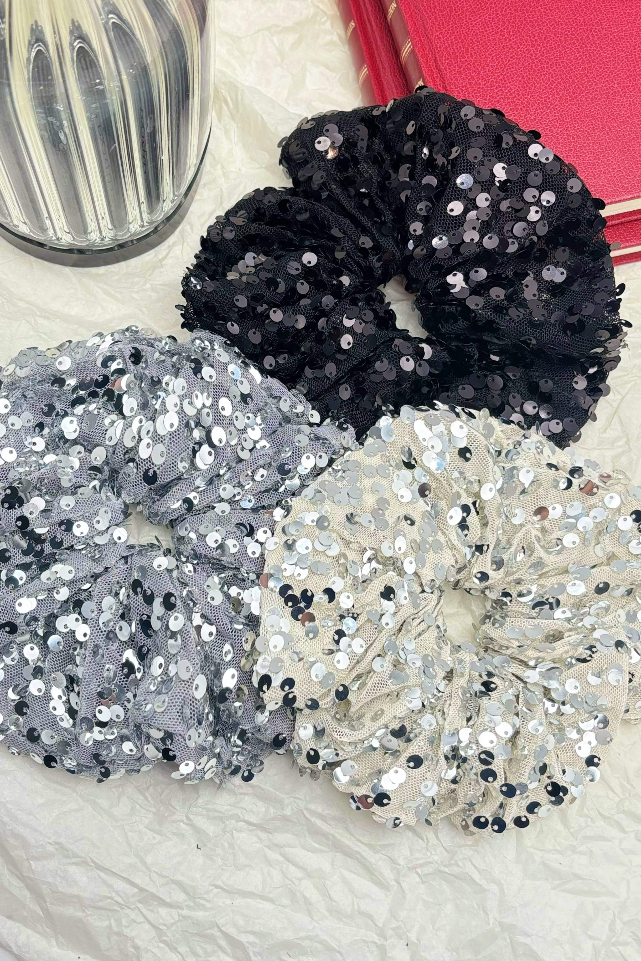 Pailletten-Haargummi FQ93: Schwarz