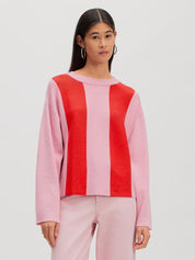 Edited / Bodil Jumper / Flame Scarlet and Cameo pink stripes