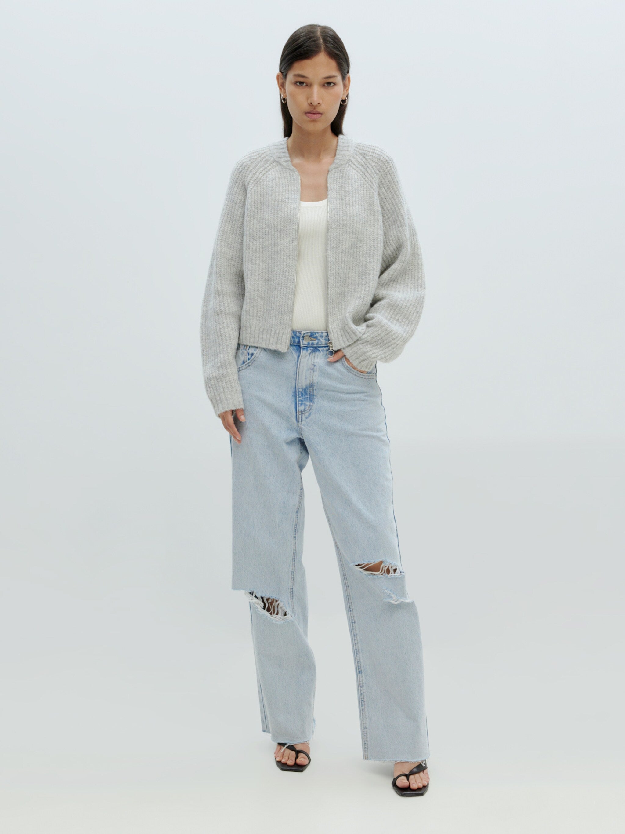 EDITED / Rani Bomber Cardigan / Grey Melange