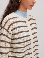 Edited / Ida Cardigan striped / Stripes: Egret and Cub