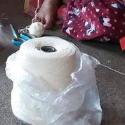 Korb Mini-Ostern - Weiß 6x6cm + Griff, handgehäkelt