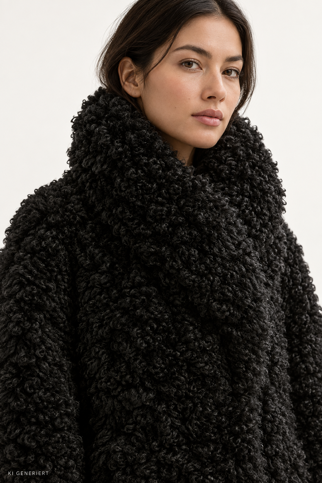 Gina Tricot / Faux fur high neck coat / Black (9000)