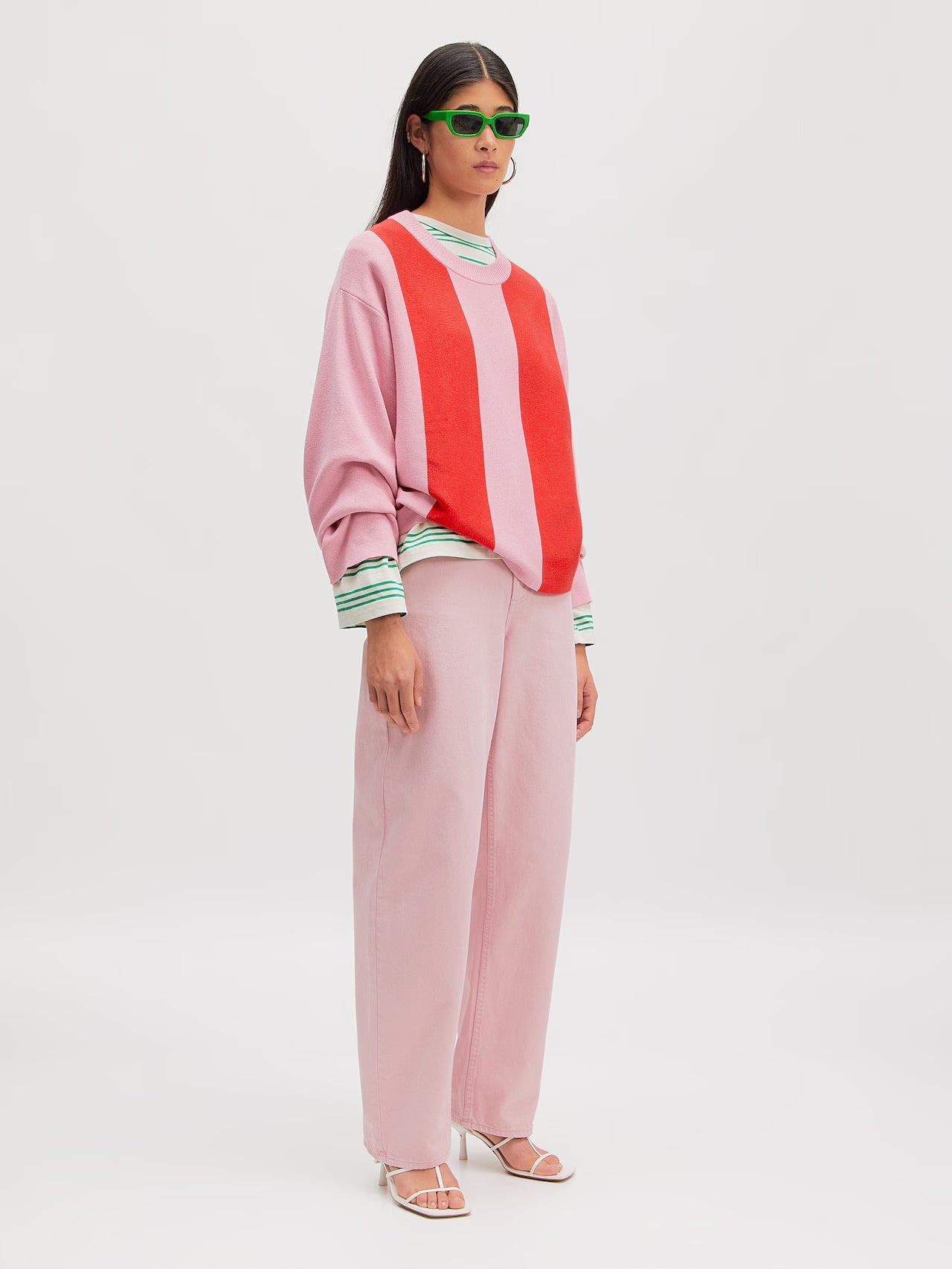 Edited / Bodil Jumper / Flame Scarlet and Cameo pink stripes