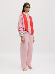 Edited / Bodil Jumper / Flame Scarlet and Cameo pink stripes