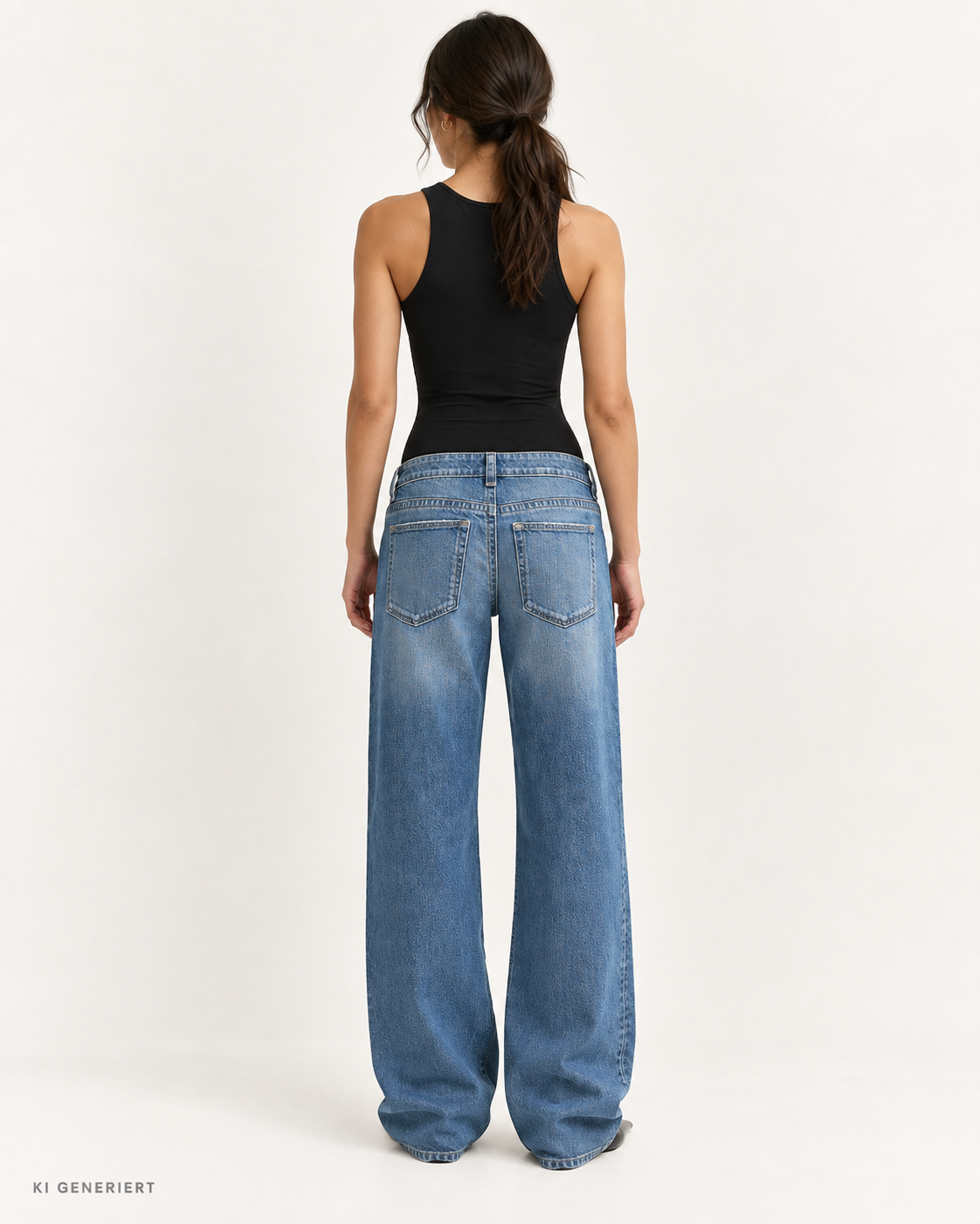Gina Tricot / Waist hug flock jeans / Dk blue