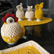 Eierwärmer Hase gelb - Ostern - Häkeln Bio-Baumwolle