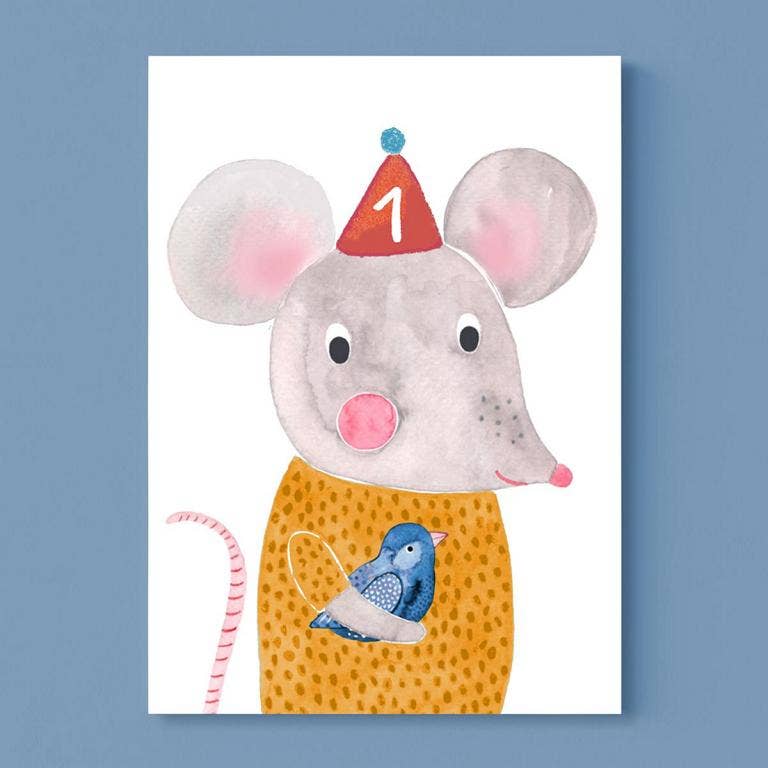 Frau Ottilie - Geburtstagskarte *1. Geburtstag* mit Maus