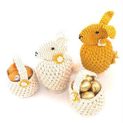 Korb Mini-Ostern - Weiß 6x6cm + Griff, handgehäkelt