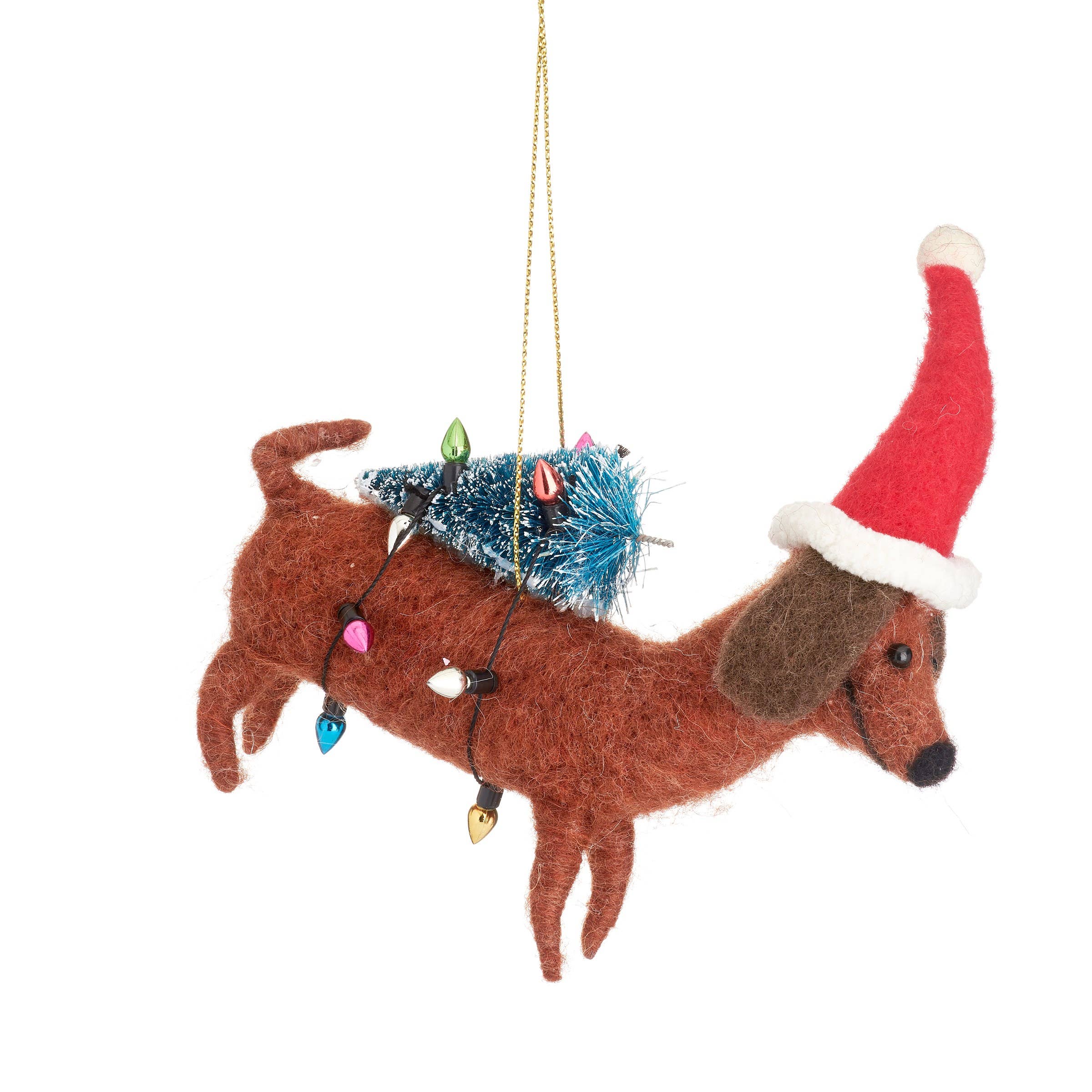 Deko zum Aufhängen aus Filz, Wursthund mit Baum