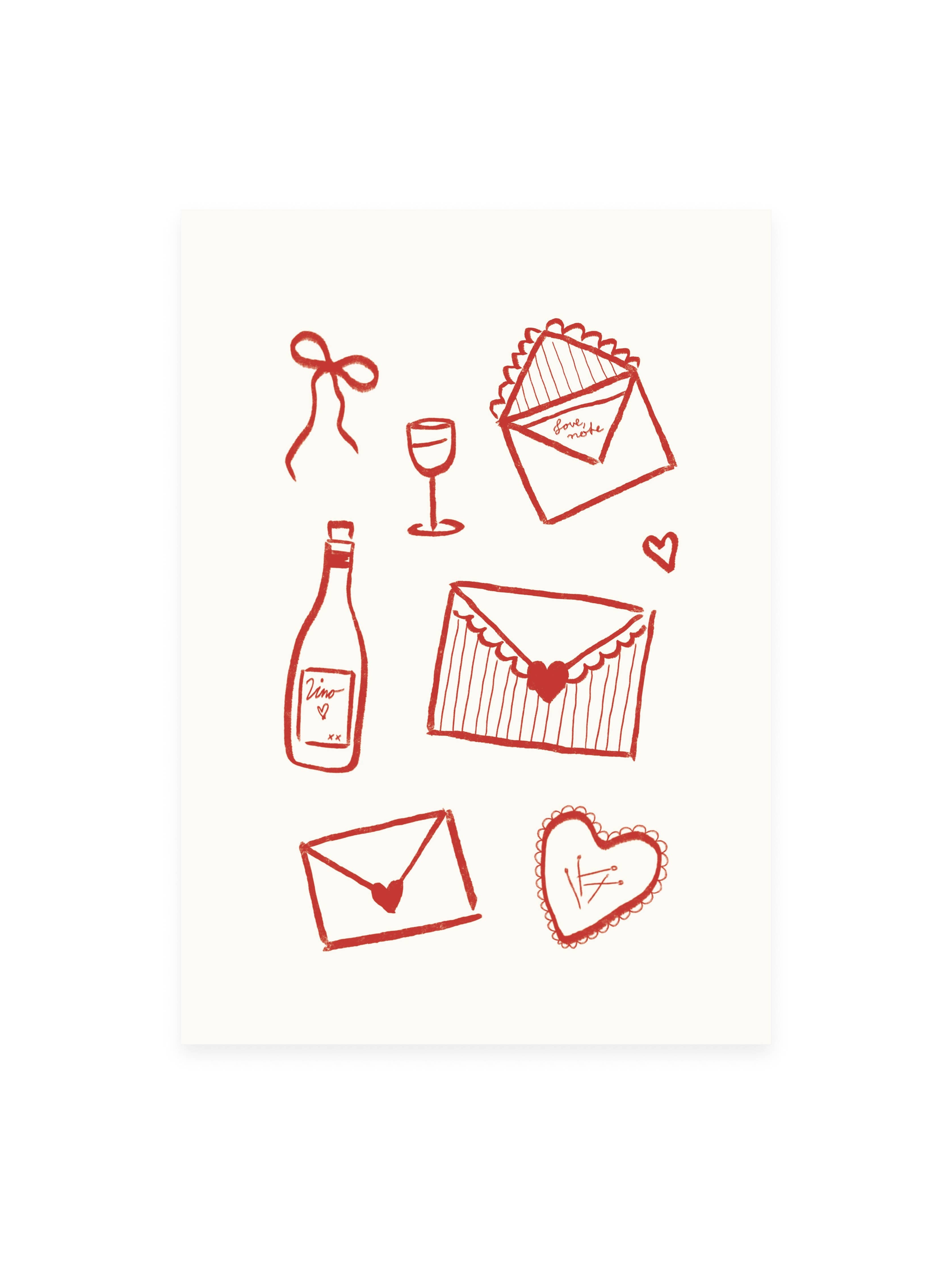 Postkarte Liebesbriefe (Risographie) | Valentinstag