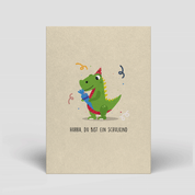 Naturbedacht - Postkarte - Einschulung - Dino mit Schultüte - Nr. 91