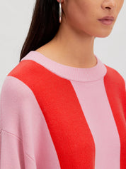 Edited / Bodil Jumper / Flame Scarlet and Cameo pink stripes