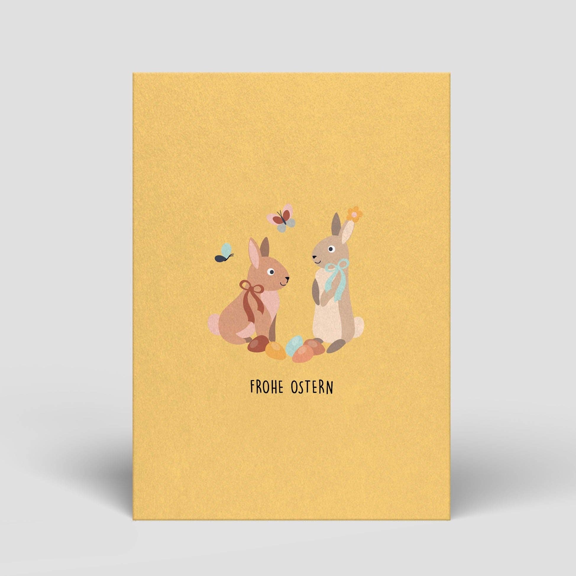 Naturbedacht - Postkarte Ostern - Zwei Häschen gelb - Nr. 189