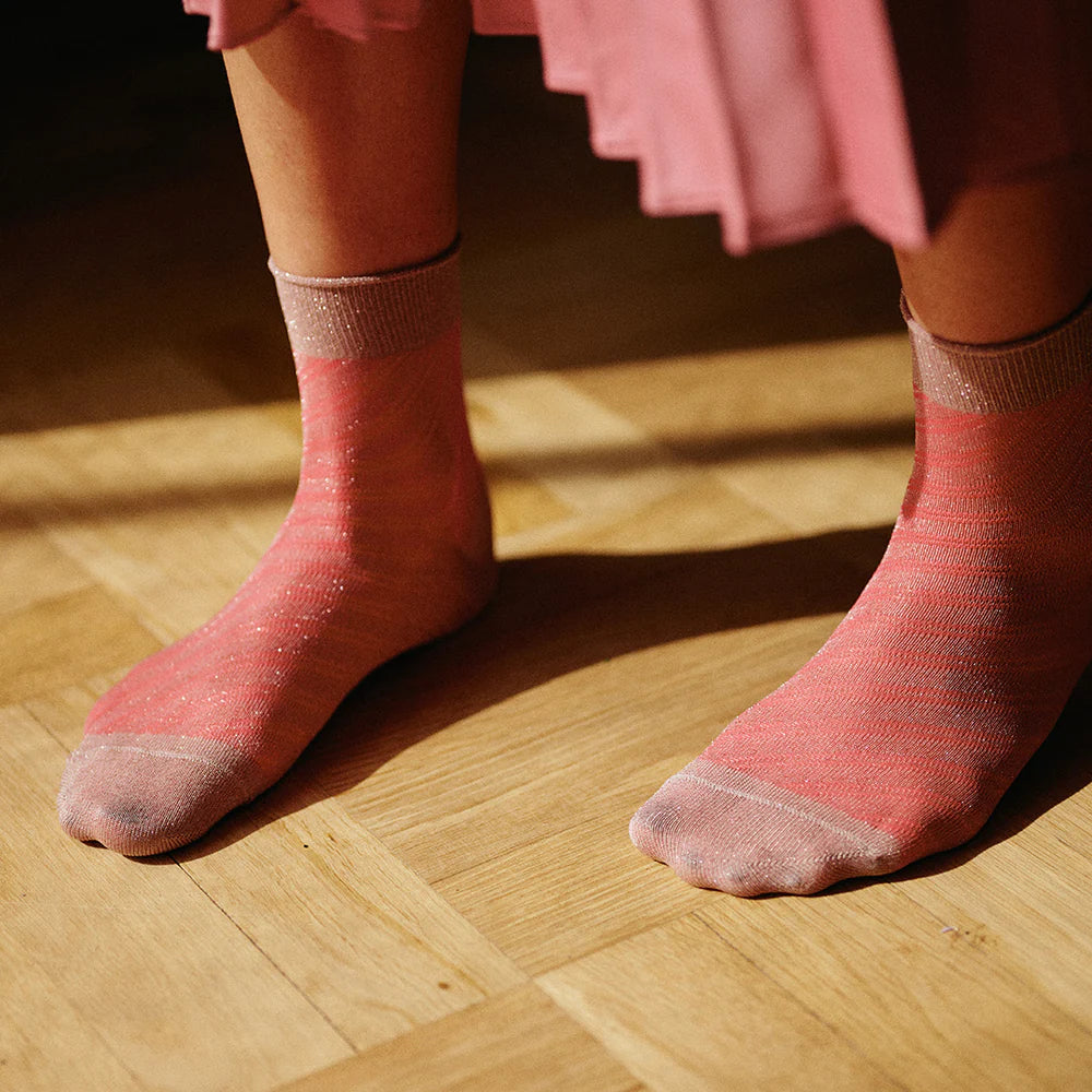 mp Denmark / Elisa glimmer short socks / Flamingo Coral