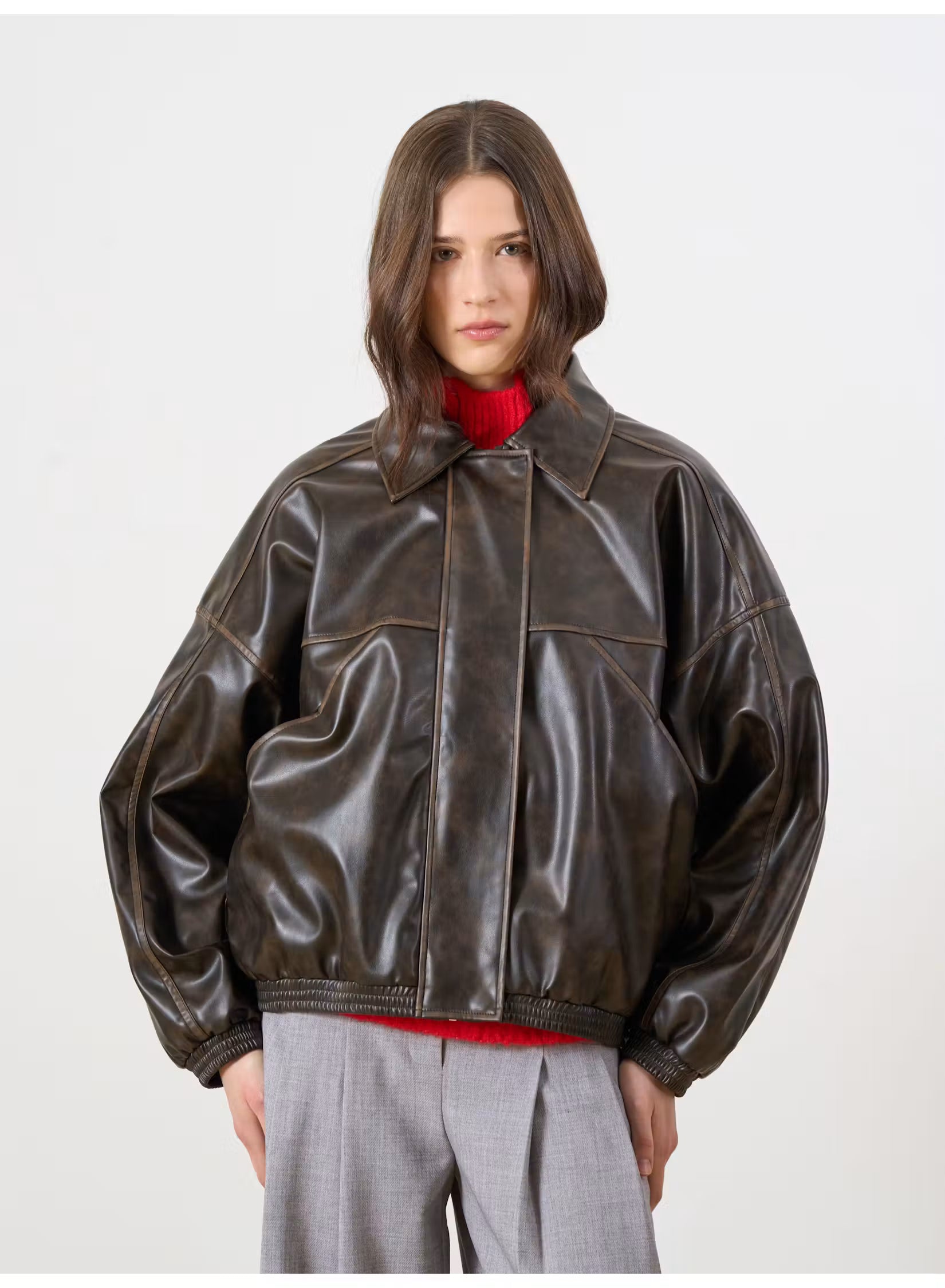 EDITED / Jilian Jacket PU / Dark Brown Washed